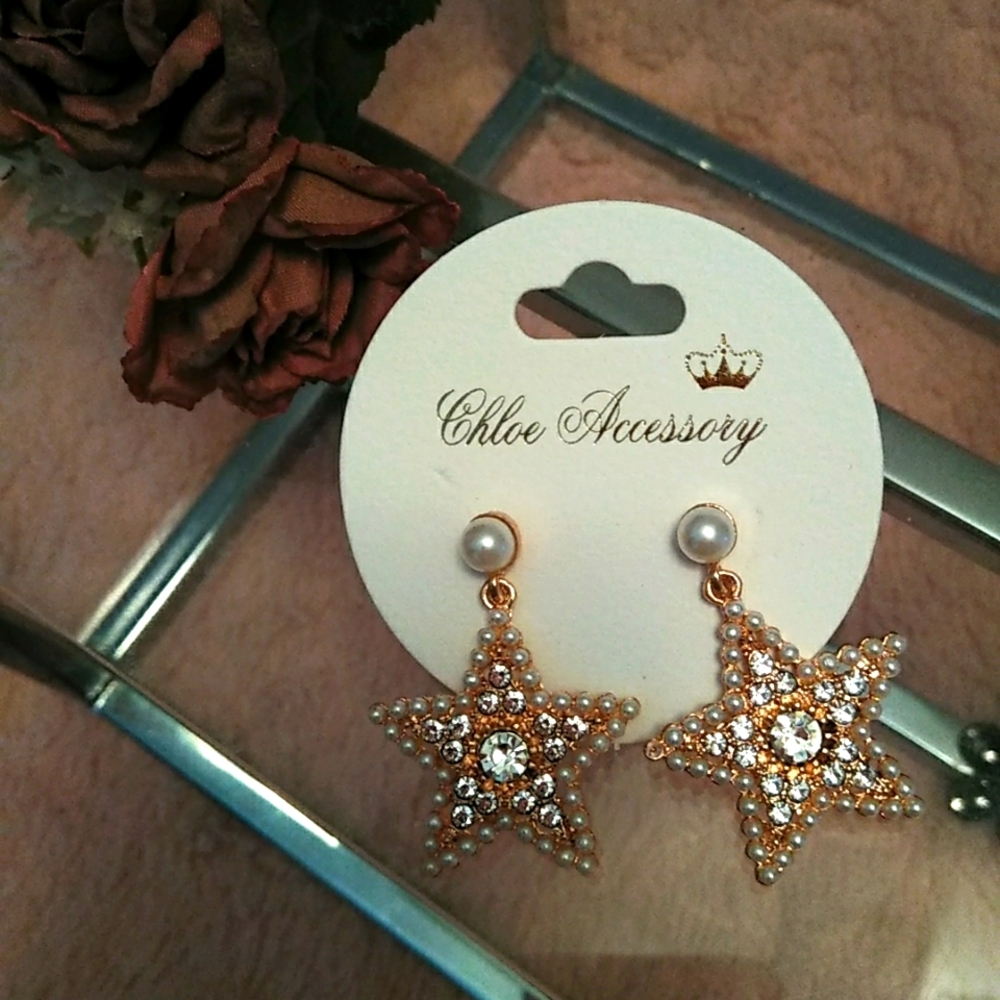 Star ⭐ Pearl Enhanced Pierced Earrings ⭐